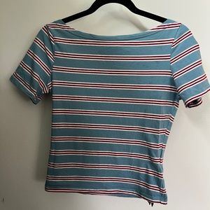 Unique Vintage Blue & Red Striped Top